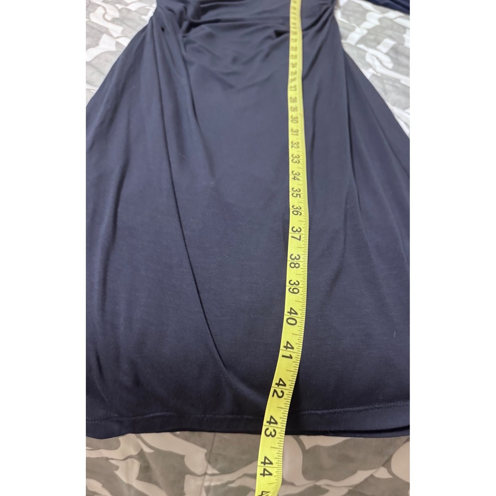 M.M. LaFleur Navy Blu Long Sleeve Draped Cowl Neck Ruched Midi Dress Modern Chic - Picture 5 of 5